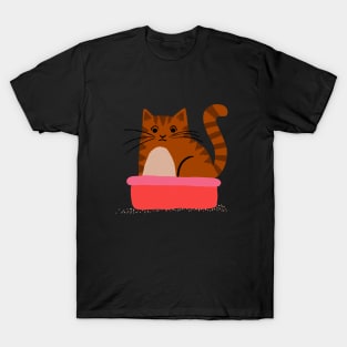 Funny Cat Litter Box Illustration T-Shirt